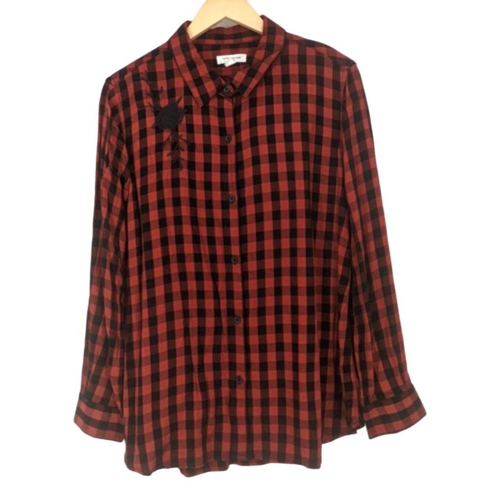 BEACHLUNCHLOUNGE red buffalo plaid button up shirt sz Large